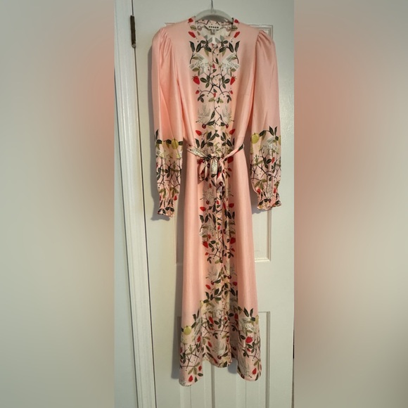 Boden Ruby Botanical Pink Floral Maxi Shirt Dress - Picture 1 of 5